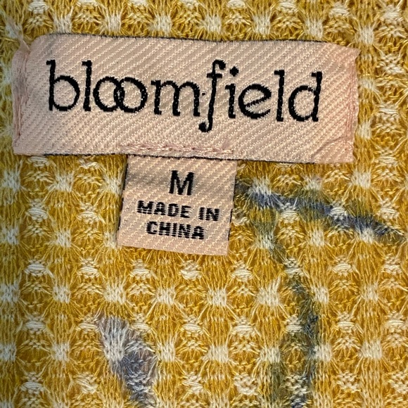Bloomfield Mustard Yellow Floral Waffle Knit V Neck Top Size M NWT Ruffl… - Picture 7 of 9